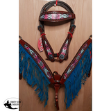 NEW! Showman ® Pastel Navajo headstall and fringe breast collar set. - Country Scene Saddlery and Pet Supplies