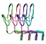 New! Showman ® Pony Braided nylon cowboy knot rope Halter with lead. - Country Scene Saddlery and Pet Supplies