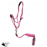 New! Showman ® Pony Braided Nylon Cowboy Knot Rope Halter With Lead. / Pimk