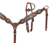 NEW! Showman ® PONY One ear headstall with teal beaded inlay. - Country Scene Saddlery and Pet Supplies