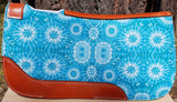 Showman ® PONY SIZE 24" x 24" Turquoise Tie-Dye Star Burst printed solid felt saddle pad. - Country Scene Saddlery and Pet Supplies