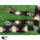 Showman ® Pony Size Corded One Ear Headstall And Breast Collar Set - Black/Red Western Tack Sets