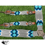Showman ® Pony Size Corded One Ear Headstall And Breast Collar Set - Gray/Blue Western Tack Sets