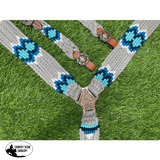 NEW! Showman ® Pony Size Corded One Ear Headstall and Breast Collar Set - Gray/Blue - Country Scene Saddlery and Pet Supplies