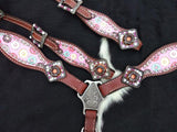 NEW! Showman ® PONY SIZE Donut print headstall and breast collar set. - Country Scene Saddlery and Pet Supplies