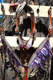 NEW! Showman ® Pony Size Headstall and breast collar set with holographic snake print and metallic color fringe. - Country Scene Saddlery and Pet Supplies