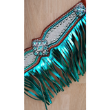 NEW! Showman ® Pony Size Headstall and breast collar set with holographic snake print and metallic color fringe. - Country Scene Saddlery and Pet Supplies