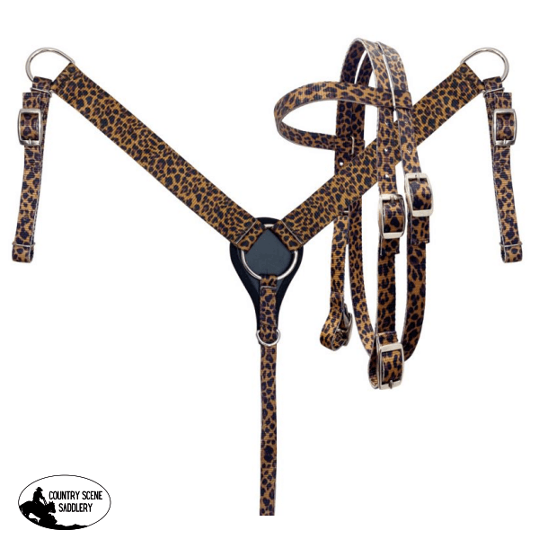 Showman ® Pony Size Nylon Headstall & Breastcollar Set Western Bridle