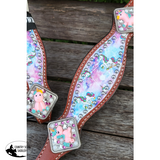 NEW! Showman ® PONY SIZE Tie Dye Unicorn printed headstall and breast collar set. - Country Scene Saddlery and Pet Supplies
