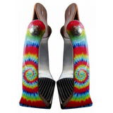New! Showman ® Pony/Youth Rainbow Tye Dye print stirrups. - Country Scene Saddlery and Pet Supplies