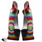 New! Showman ® Pony/Youth Rainbow Tye Dye print stirrups. - Country Scene Saddlery and Pet Supplies