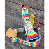 New! Showman ® Pony/Youth Rainbow Tye Dye print stirrups. - Country Scene Saddlery and Pet Supplies