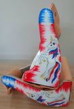 Showman ® Pony/Youth polished aluminum stirrup with red, white, and blue unicorn overlay. - Country Scene Saddlery and Pet Supplies