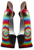 New! Showman ® Pony/Youth Rainbow Tye Dye print stirrups. - Country Scene Saddlery and Pet Supplies