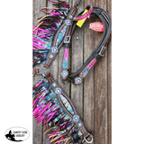 NEW! Showman ® Rainbow Inlay metallic with pink metallic . - Country Scene Saddlery and Pet Supplies