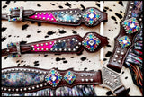NEW! Showman ® Rainbow Inlay metallic with pink metallic . - Country Scene Saddlery and Pet Supplies
