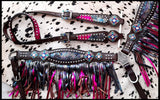 NEW! Showman ® Rainbow Inlay metallic with pink metallic . - Country Scene Saddlery and Pet Supplies