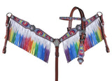 Showman ® Rainbow tie dye headstall and breast collar set. - Country Scene Saddlery and Pet Supplies