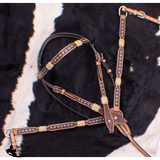 New! Showman ® Rawhide Braided Headstall and Breast collar Set with Turquoise Studs. - Country Scene Saddlery and Pet Supplies