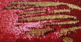 NEW! Showman ® Red and Gold Sequins Inlay Single Ear Headstall and Breast Collar Set with black suede leather fringe. - Country Scene Saddlery and Pet Supplies