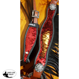 NEW! Showman ® Red and Gold Sequins Inlay Single Ear Headstall and Breast Collar Set with black suede leather fringe. - Country Scene Saddlery and Pet Supplies