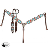 New! Showman ® Serape Southwest 2 Print One Ear Headstall and Breastcollar Set with bling conchos. - Country Scene Saddlery and Pet Supplies