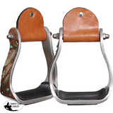 New! Showman® Silver Feather Aluminium Western Stirrups – Bronze & Turquoise - Western Stirrups
