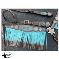 Showman ® Teal / Brown Ombre Fringe Tack Sets