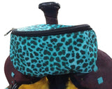 Showman ® Teal Cheetah Print Insulated Nylon Saddle Pouch - Country Scene Saddlery and Pet Supplies