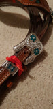 Showman ® Teal snake headstall and breast collar set with crystal rhinestones. - Country Scene Saddlery and Pet Supplies