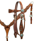 Showman ® Teal snake headstall and breast collar set with crystal rhinestones. - Country Scene Saddlery and Pet Supplies