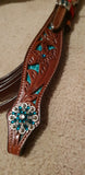 Showman ® Teal snake headstall and breast collar set with crystal rhinestones. - Country Scene Saddlery and Pet Supplies