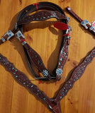 Showman ® Teal snake headstall and breast collar set with crystal rhinestones. - Country Scene Saddlery and Pet Supplies