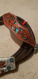 Showman ® Teal snake headstall and breast collar set with crystal rhinestones. - Country Scene Saddlery and Pet Supplies