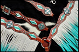 Showman ® Turquoise and White leather laced. - Country Scene Saddlery and Pet Supplies