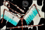 Showman ® Turquoise and White leather laced. - Country Scene Saddlery and Pet Supplies