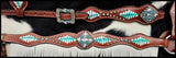 Showman ® Turquoise and White leather laced. - Country Scene Saddlery and Pet Supplies