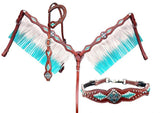 Showman ® Turquoise and White leather laced. - Country Scene Saddlery and Pet Supplies