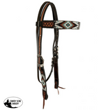 New! Showman ® Two Tone Argentina Cow Leather Browband Headstall with Southwest Beaded Inlays - Country Scene Saddlery and Pet Supplies