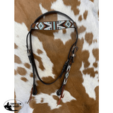 New! Showman ® Two Tone Argentina Cow Leather Browband Headstall with Southwest Beaded Inlays - Country Scene Saddlery and Pet Supplies