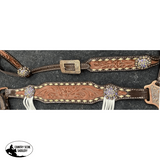 Showman ® Two-Tone Tooled Single Ear Headstall And Breast Collar Set Rawhide Braided Sets