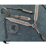Showman ® Two-Tone Tooled Single Ear Headstall And Breast Collar Set Tack Sets