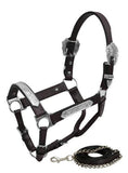 *Showman ® Yearling Size double stitched leather show halter. - Country Scene Saddlery and Pet Supplies