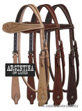 Showman ®Argentina Cow Leather Headstall with Basketweave and Floral Tooling. - Country Scene Saddlery and Pet Supplies