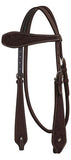 Showman ®Argentina Cow Leather Headstall with Basketweave and Floral Tooling. - Country Scene Saddlery and Pet Supplies