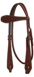 Showman ®Argentina Cow Leather Headstall with Basketweave and Floral Tooling. - Country Scene Saddlery and Pet Supplies