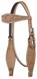 Showman ®Argentina Cow Leather Headstall with Floral Tooling. - Country Scene Saddlery and Pet Supplies
