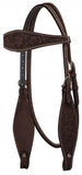 Showman ®Argentina Cow Leather Headstall with Floral Tooling. - Country Scene Saddlery and Pet Supplies