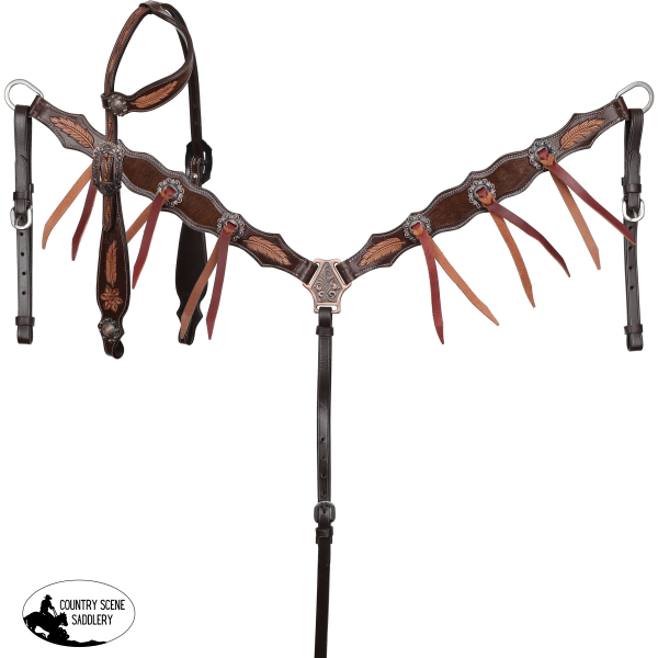 New! Showman Raven Hide One Ear Headstall and Breastcollar Set Full Size