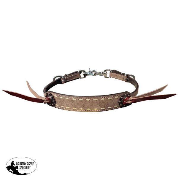 New! Showman Roughout leather wither strap with natural buckstitch trim